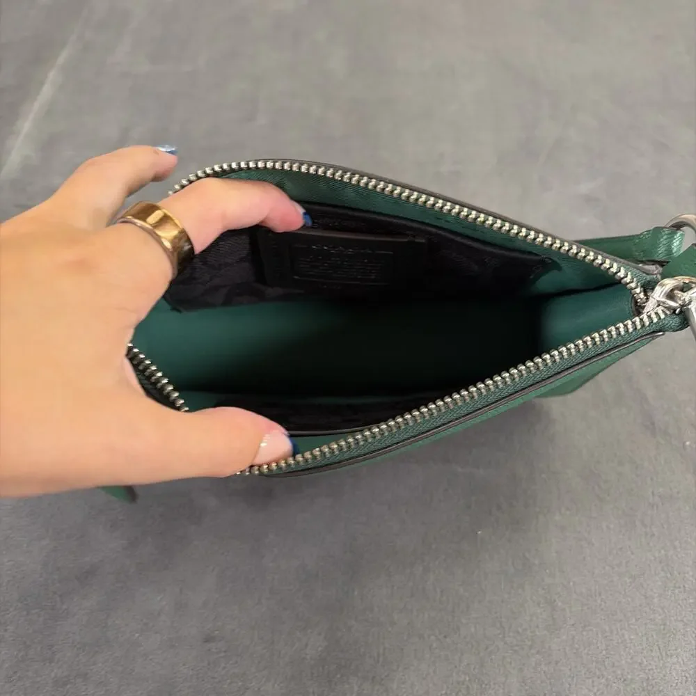 COACH Pouch Bag With Signature Canvas Detail Green Logo Mini Shoulder Bag Chrty